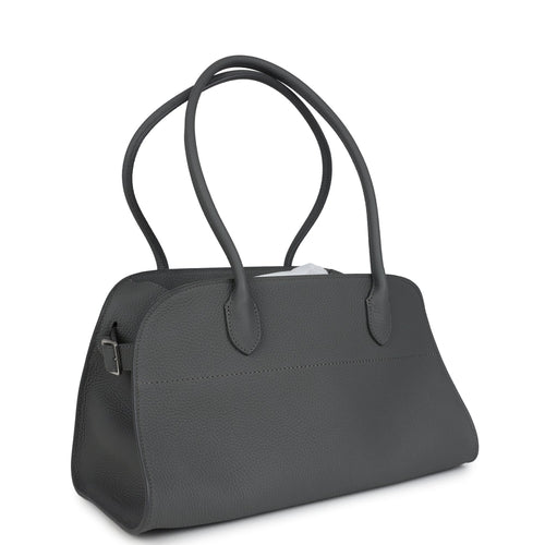 The Row Margaux Shoulder 12 Bag Timouse Grey Calfskin Silver Hardware