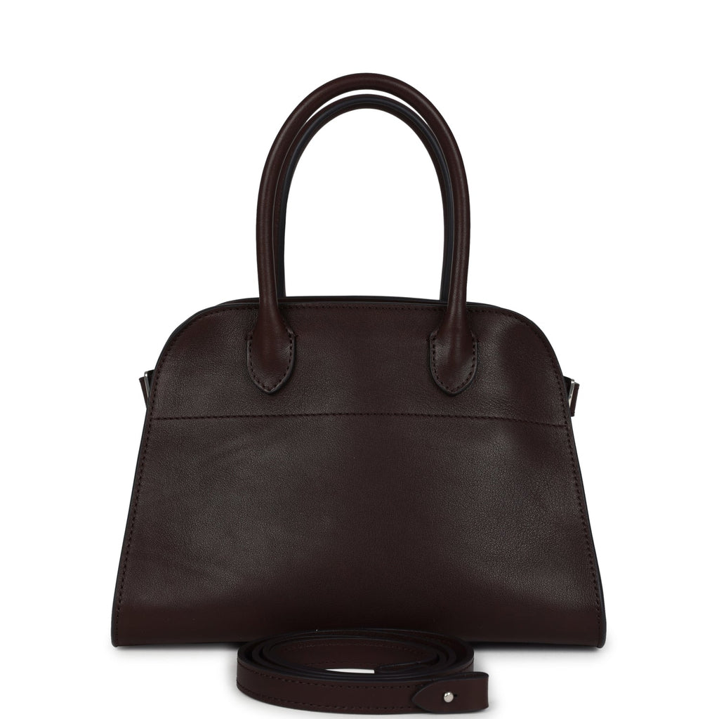 The Row Soft Margaux 10 Bag Chestnut Saddle Leather Silver