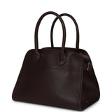 The Row Soft Margaux 10 Bag Chestnut Saddle Leather Silver Hardware