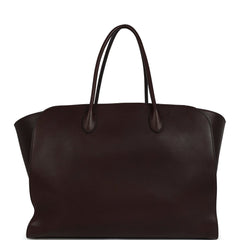 The Row Marlo 17 Tote Bag Chestnut Saddle Leather Silver Hardware