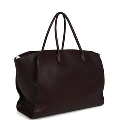 The Row Marlo 17 Tote Bag Chestnut Saddle Leather Silver Hardware