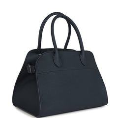 The Row Soft Margaux 10 Bag Dark Navy Calfskin Silver Hardware