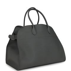 The Row Soft Margaux 17 Bag Timouse Grey Calfskin Silver Hardware