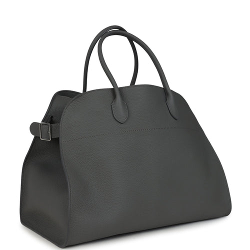 The Row Soft Margaux 17 Bag Timouse Grey Calfskin Silver Hardware