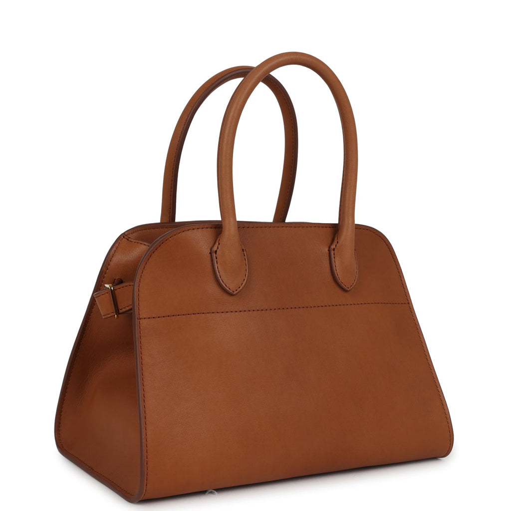 The Row Soft Margaux 10 Bag Cuir Saddle Leather Gold Hardware