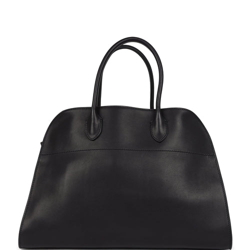 The Row Soft Margaux 15 Bag Black Saddle Gold Hardware