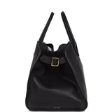 The Row Soft Margaux 15 Bag Black Saddle Gold Hardware