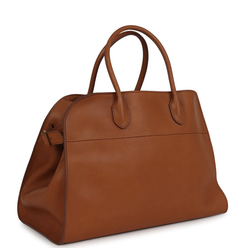 The Row Soft Margaux 15 Cuir Saddle Leather Gold Hardware