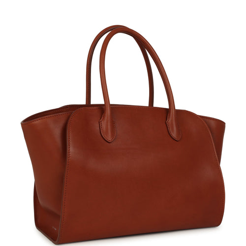 The Row Marlo 12 Tote Bag Acero Polished Saddle Silver Hardware
