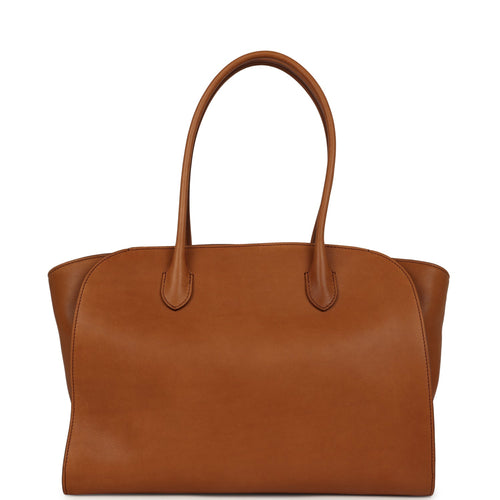The Row Marlo 14 Tote Bag Cuir Polished Saddle Silver Hardware