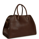 The Row Soft Margaux 15 Deep Brown Saddle Leather Gold Hardware