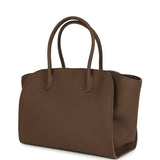 The Row Marlo 12 Tote Bag Dark Olive Calfskin Silver Hardware