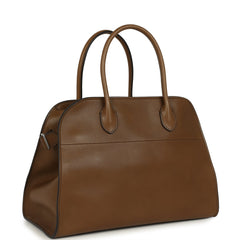 The Row Soft Margaux 12 Bag Muschio Saddle Leather Silver Hardware
