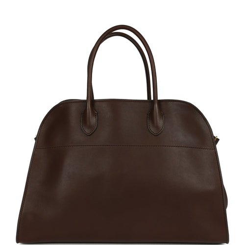 The Row Soft Margaux 15 Deep Brown Saddle Leather Gold Hardware