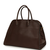The Row Soft Margaux 15 Deep Brown Saddle Leather Gold Hardware