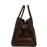 The Row Soft Margaux 15 Deep Brown Saddle Leather Gold Hardware