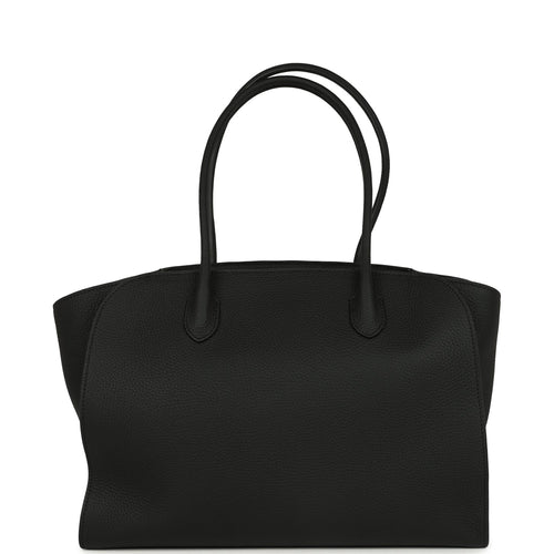 The Row Marlo 14 Tote Bag Black Calfskin Silver Hardware