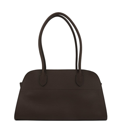 The Row Margaux Shoulder 12 Deep Brown Calfskin Silver Hardware