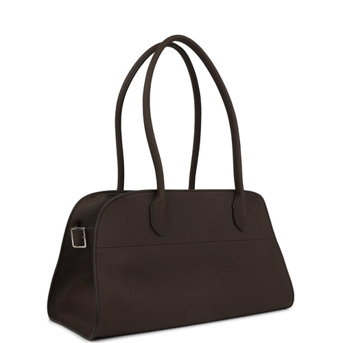 The Row Margaux Shoulder 12 Deep Brown Calfskin Silver Hardware