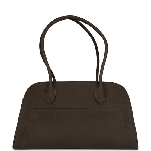 The Row Margaux Shoulder 12 Deep Brown Calfskin Silver Hardware