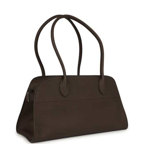 The Row Margaux Shoulder 12 Deep Brown Calfskin Silver Hardware