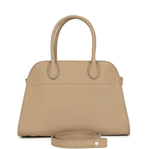 The Row Soft Margaux 10 Bag Dark Taupe Calfskin Silver Hardware