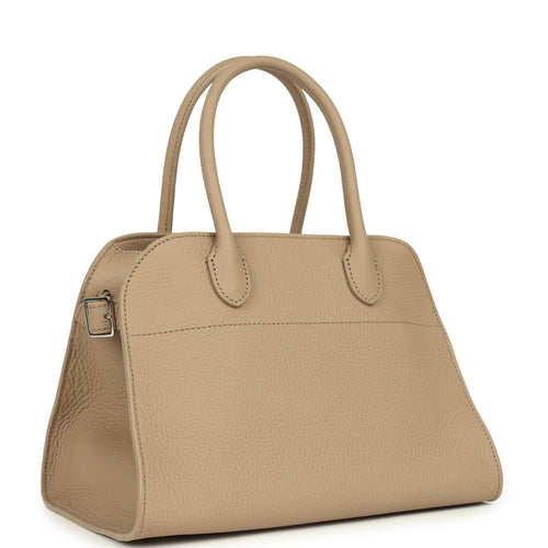The Row Soft Margaux 10 Bag Dark Taupe Calfskin Silver Hardware