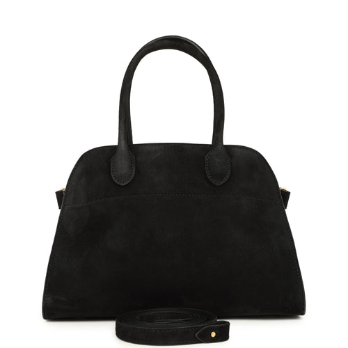 The Row Soft Margaux 10 Bag Black Suede Gold Hardware