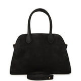 The Row Soft Margaux 10 Bag Black Suede Gold Hardware