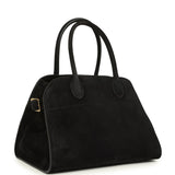 The Row Soft Margaux 10 Bag Black Suede Gold Hardware