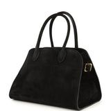 The Row Soft Margaux 10 Bag Black Suede Gold Hardware