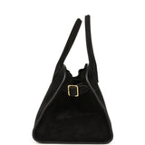 The Row Soft Margaux 10 Bag Black Suede Gold Hardware