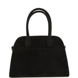 The Row Soft Margaux 10 Bag Black Suede Gold Hardware