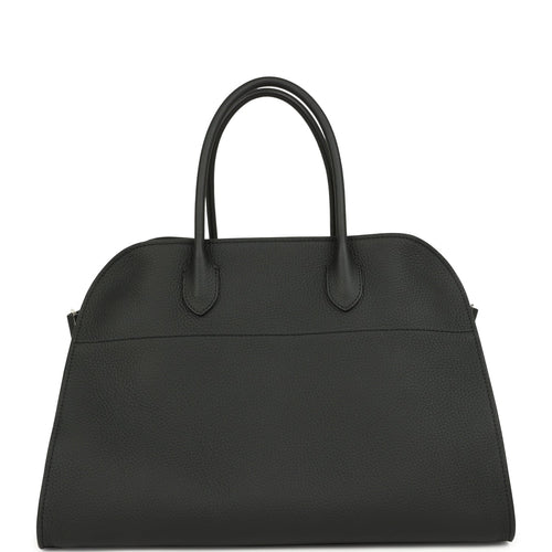 The Row Soft Margaux 15 Bag Black Calfskin Silver Hardware