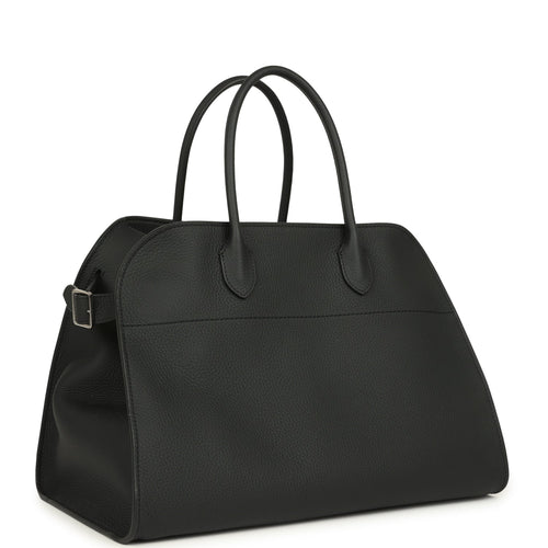 The Row Soft Margaux 15 Bag Black Calfskin Silver Hardware