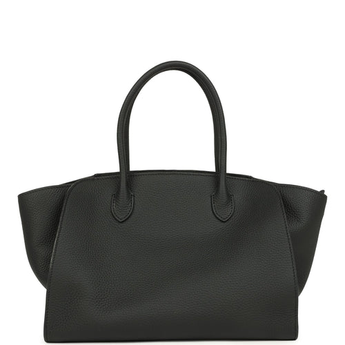 The Row Marlo 12 Tote Bag Black Calfskin Silver Hardware