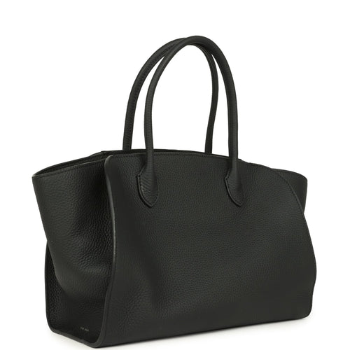 The Row Marlo 12 Tote Bag Black Calfskin Silver Hardware