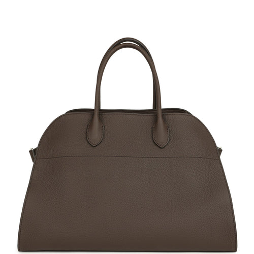 The Row Soft Margaux 15 Bag Deep Brown Calfskin Silver Hardware
