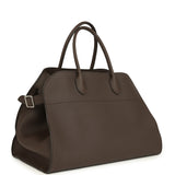 The Row Soft Margaux 15 Bag Deep Brown Calfskin Silver Hardware
