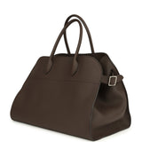 The Row Soft Margaux 15 Bag Deep Brown Calfskin Silver Hardware