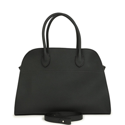 The Row Soft Margaux 12 Bag Black Calfskin Silver Hardware