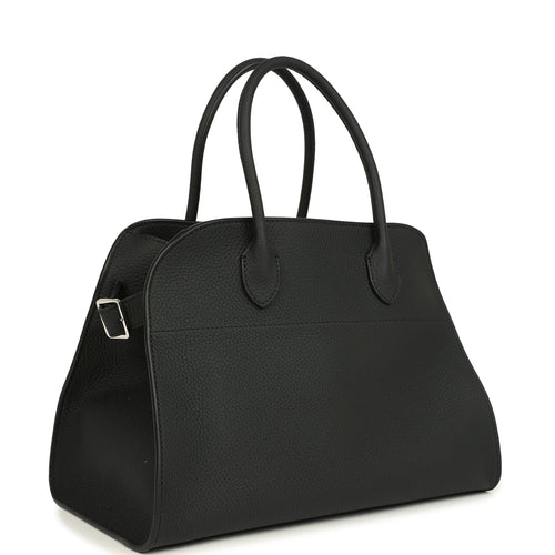 The Row Soft Margaux 12 Bag Black Calfskin Silver Hardware