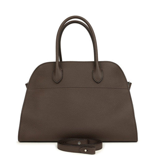 The Row Soft Margaux 12 Bag Deep Brown Calfskin Silver Hardware