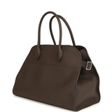 The Row Soft Margaux 12 Bag Deep Brown Calfskin Silver Hardware