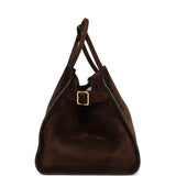 The Row Soft Margaux 15 Bag Mocha Suede Gold Hardware