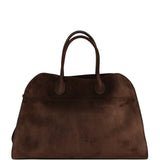 The Row Soft Margaux 15 Bag Mocha Suede Gold Hardware
