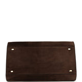 The Row Soft Margaux 15 Bag Mocha Suede Gold Hardware