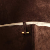 The Row Soft Margaux 15 Bag Mocha Suede Gold Hardware