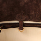The Row Soft Margaux 15 Bag Mocha Suede Gold Hardware