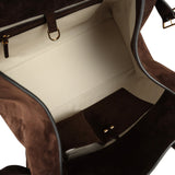 The Row Soft Margaux 15 Bag Mocha Suede Gold Hardware